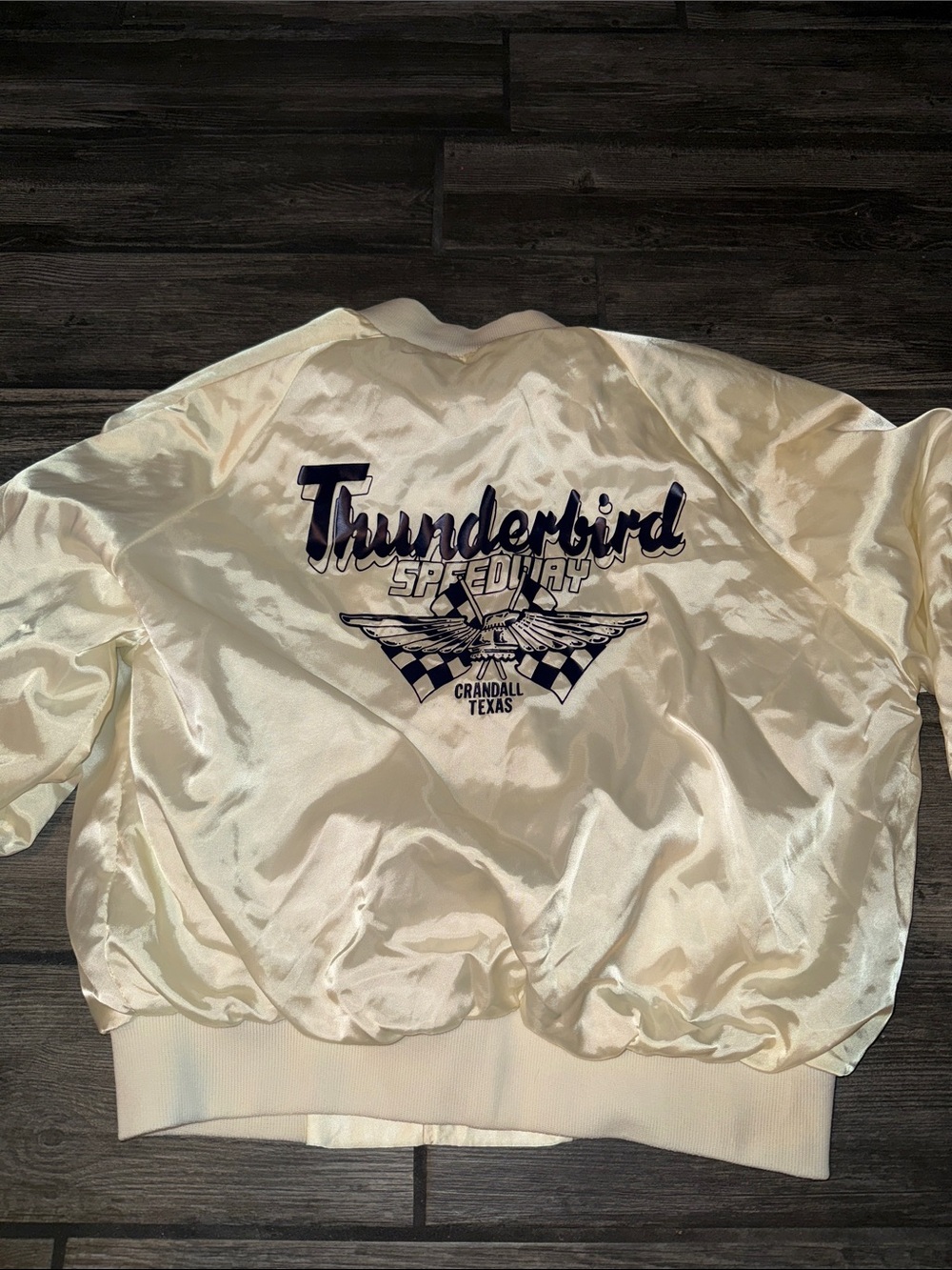 Thunderbird Speedway Satin Bomber Jacket -Crandall Texas 1991
